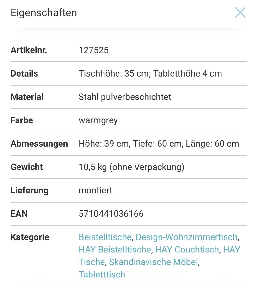 Hay Tavoli: Hay Tray Table 60x60cm warm grey – Nuovo (secondo la descrizione) da Luzern venduto da maarteii 2