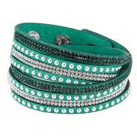 Multilayer Boho Armband PU-Leder Strass Neu