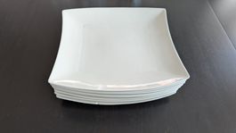 6 Teller weiss eckig 25cm Lunasol