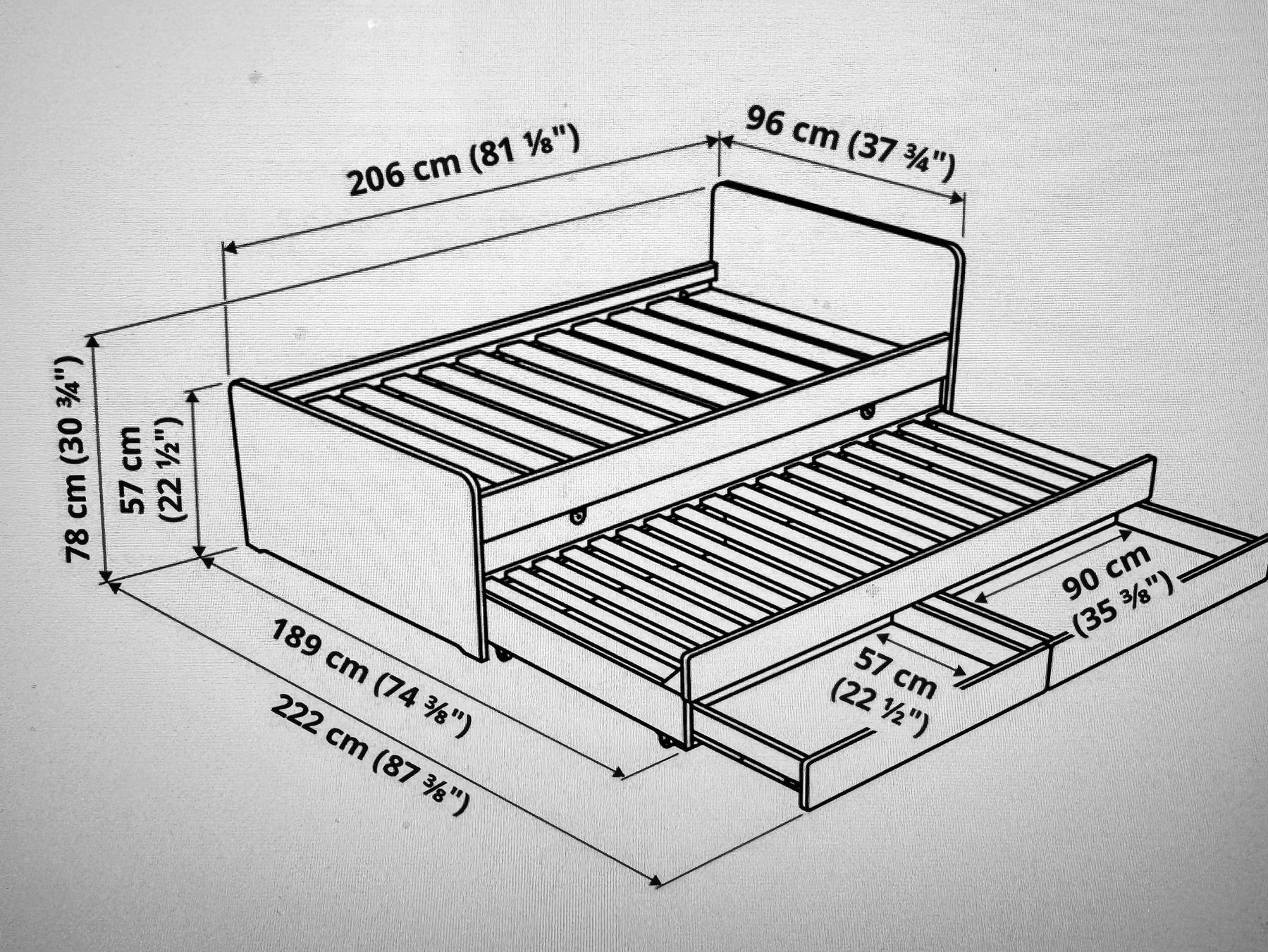Ikea Letti: Bett mit Unterbett und Schubladen – Usato da Eglisau venduto da Ujunior 4