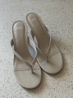 Mango Nude Heeled Thong Sandals  Brand New