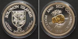 SALOMONEN 30 Dollars 1975 POSSUM Silber m. Goldinlay SELTEN