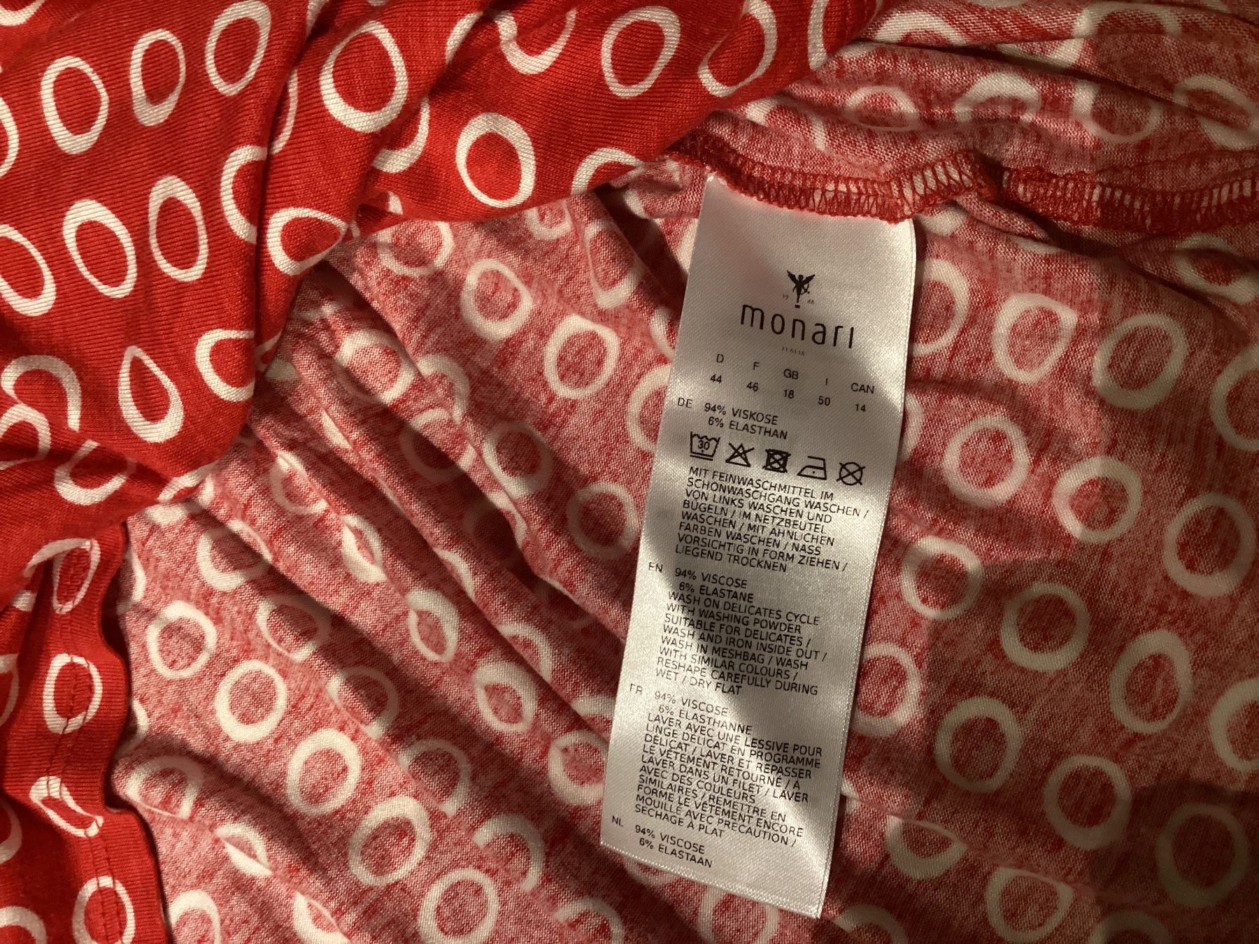 Monari Camicette: Monari Shirt Rote mit Muster, Gr. 44 94% Viscose 6% Elastane – Usato da Homberg b. Thun venduto da Homata 4