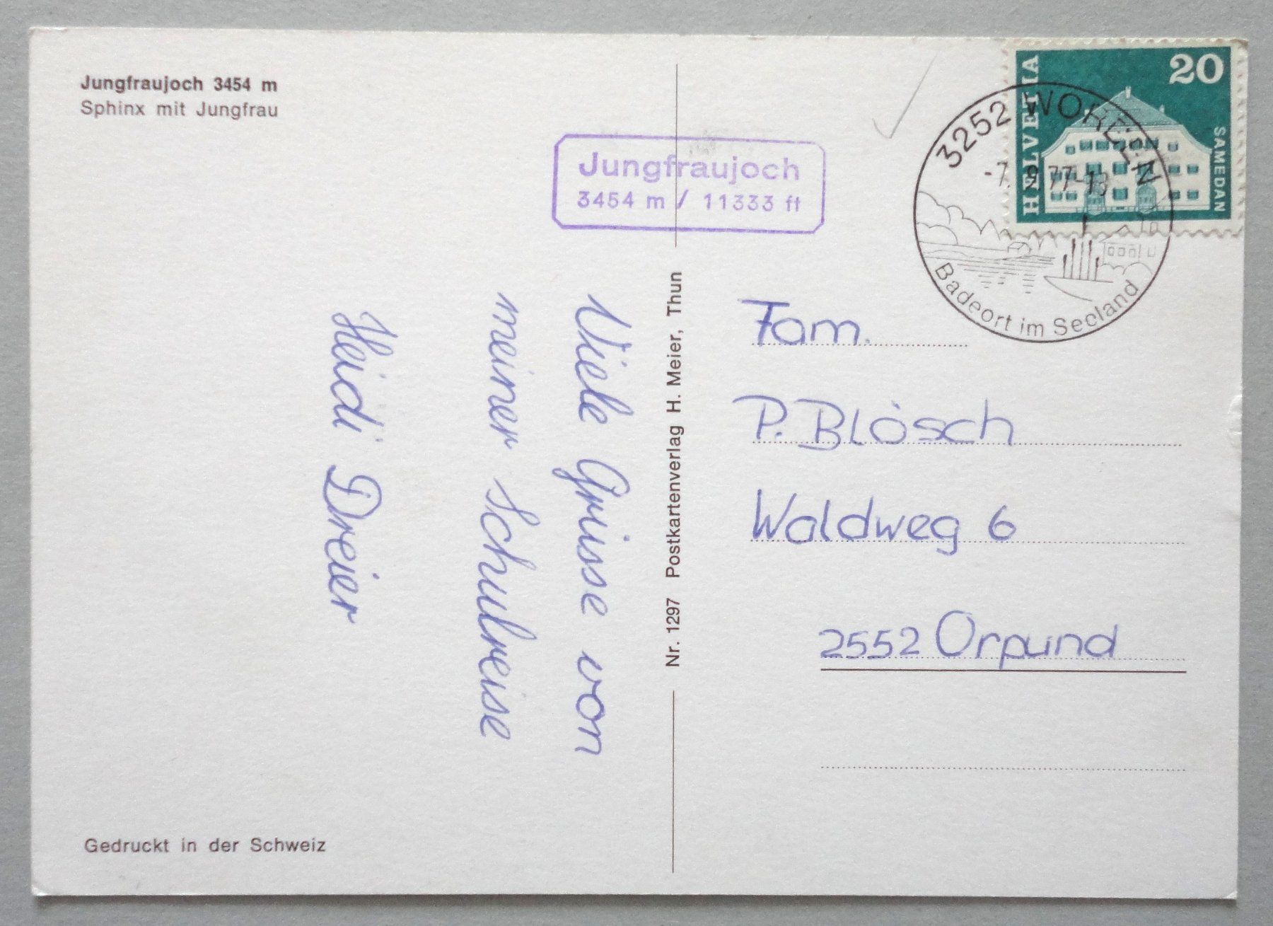 Cartoline postali: Jungfraujoch 3454 m, Sphinx mit Jungfrau – Usato da Fétigny venduto da Billy2miny 1