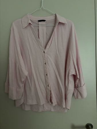 Sommerliche Zara Bluse, Oversized, Rosa, Grösse L
