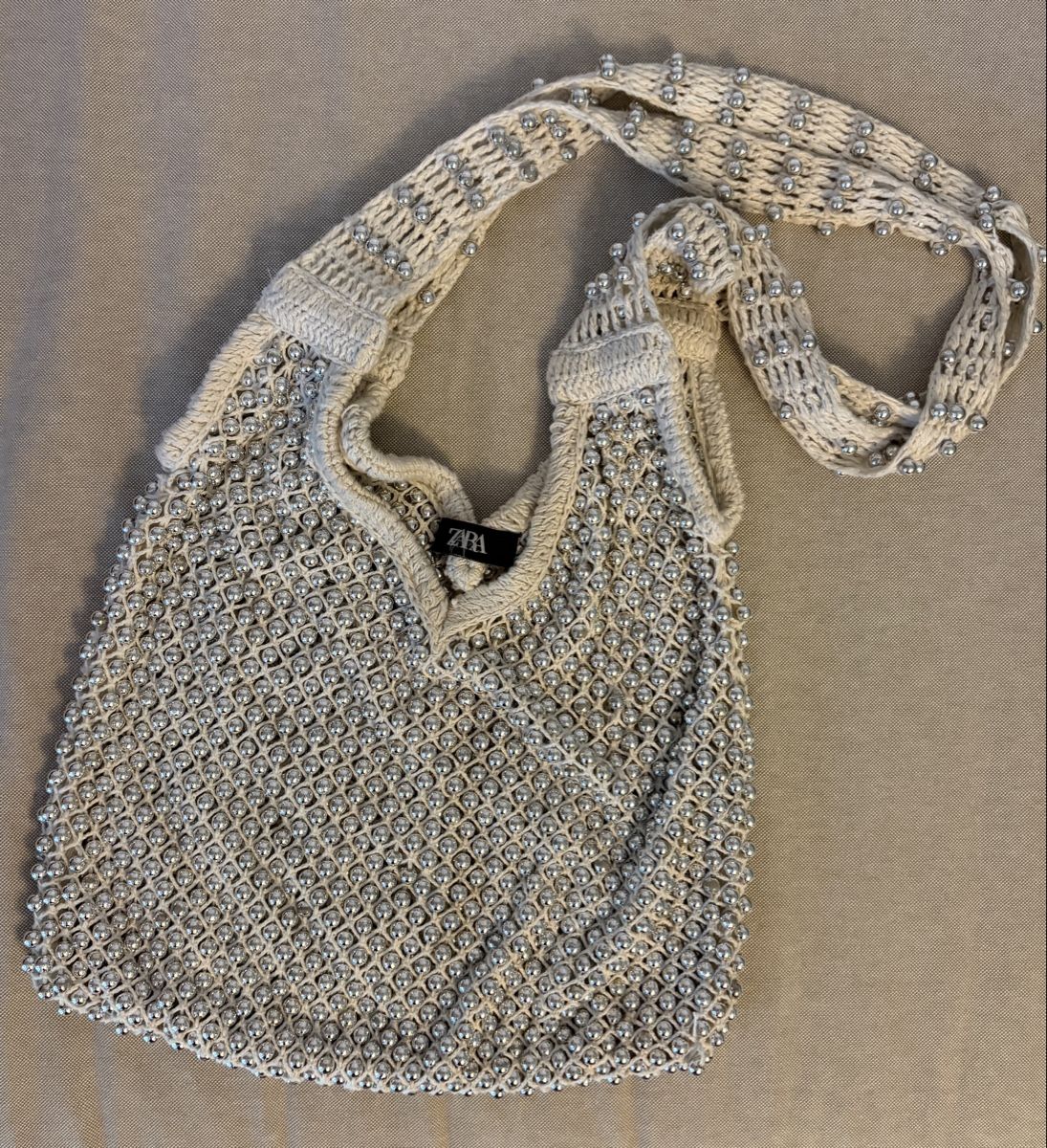 Zara Borse da donna: Zara Beaded shoulder bag beige-silver – Usato da Nyon venduto da My_wardrobe 3