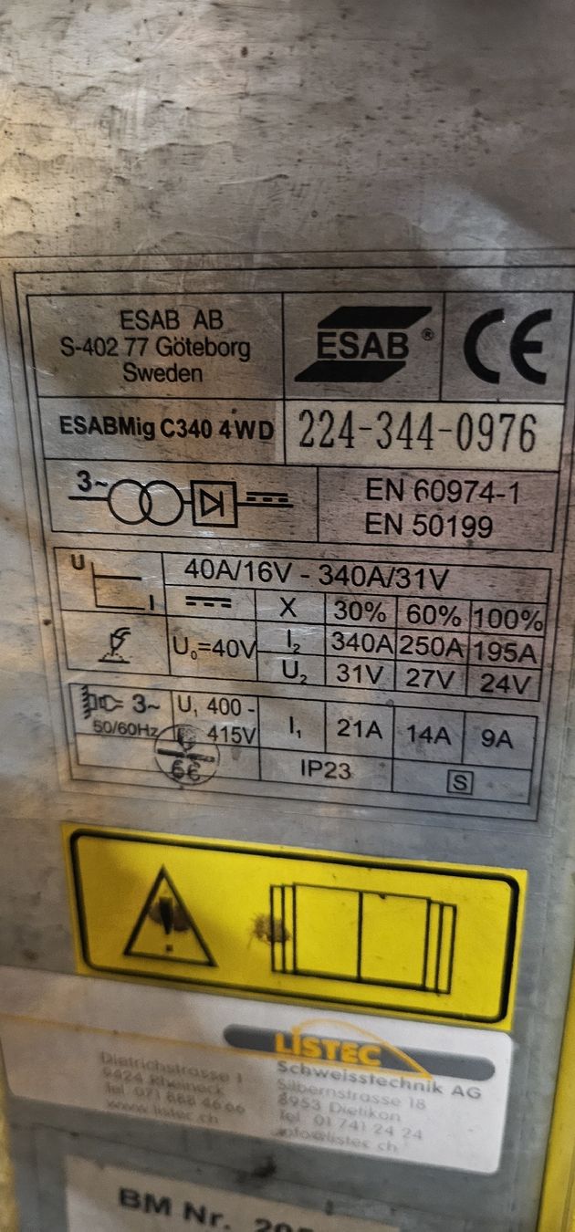 Esab Löten & Schweissen: Schweissanlage Esab Mig 340 – Gebraucht aus Emmenbrücke von inf_l8yf 8