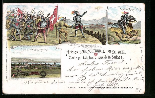 Ansichtskarten: Litho Murten, Gesamtansicht, Hallwyl und – Gebraucht aus Berlin von bartko-reher