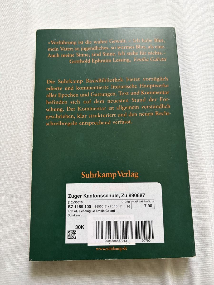 Libri: Gotthold Ephraim Lessing - Emilia Galotti – Nuovo (secondo la descrizione) da Zug venduto da alex___4 1