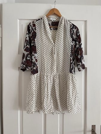 Sandro polkadot 100% silk dress