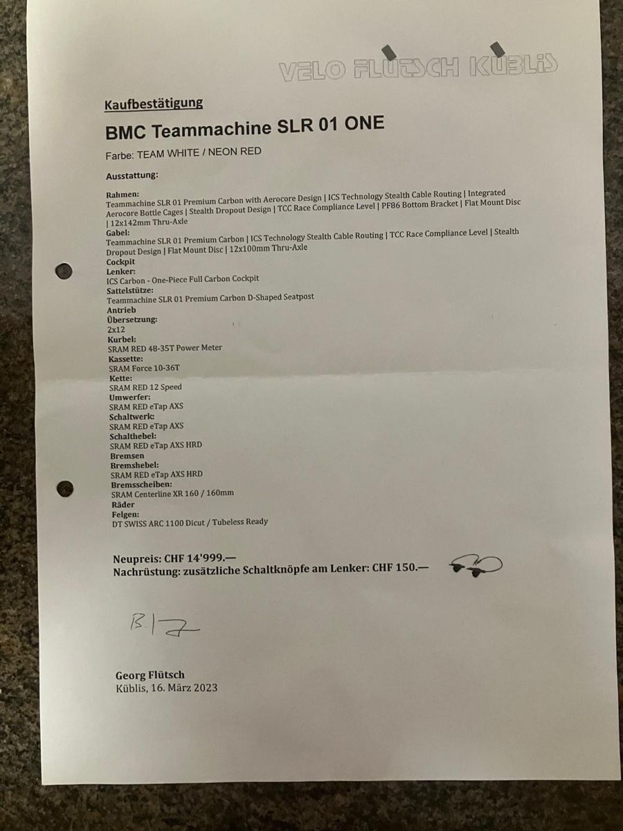 Biciclette: BMC Teammachine SLR 01 ONE – Usato da Hinterkappelen venduto da NikicBalkan1504 5