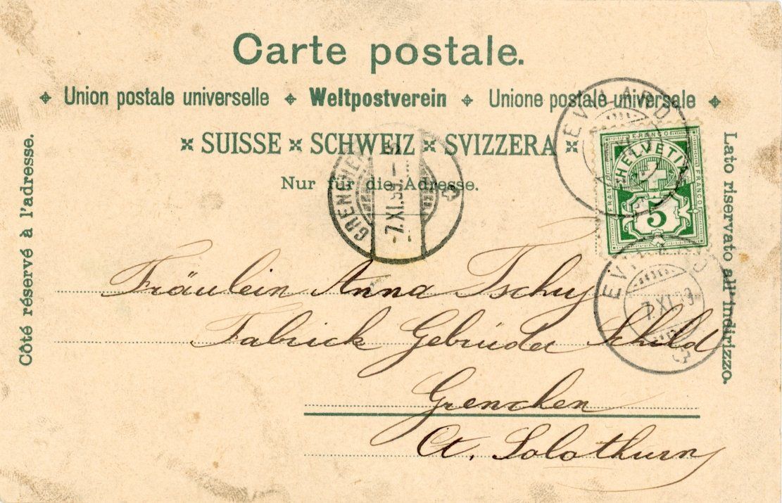 Ansichtskarten: Bienne / Biel   BE   mit Dampfeisenbahn Taubenloch  um  1899 – Gebraucht aus Brig von Valcards54 1