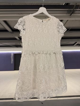 Mädchen Kleid weiss Spitze 