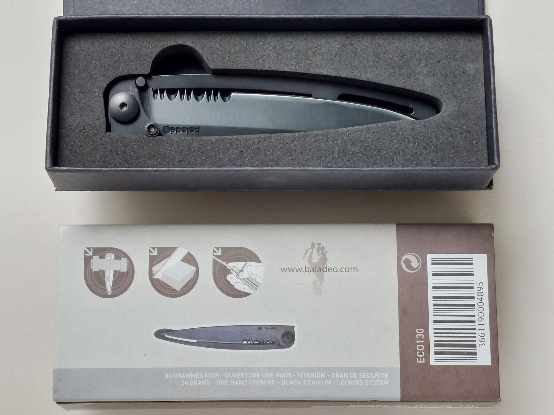Coltelli tascabile: Klappmesser "Le 34 Grammes Noir" von Baladéo – Nuovo e nell'imballaggio originale da Liebefeld venduto da Helveticus6 7