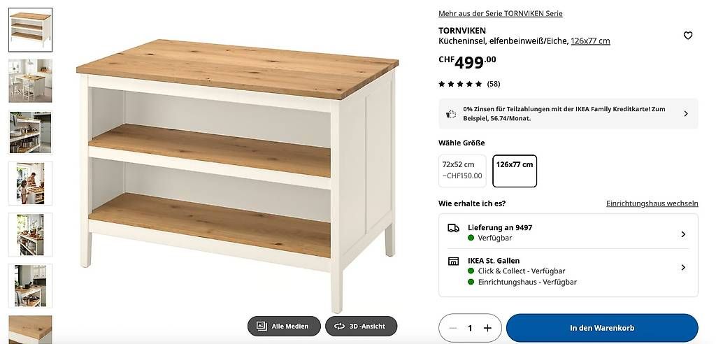 Ikea Cucine complete: IKEA TORNVIKEN Kücheninsel – Usato da Triesen venduto da leaturbo 1