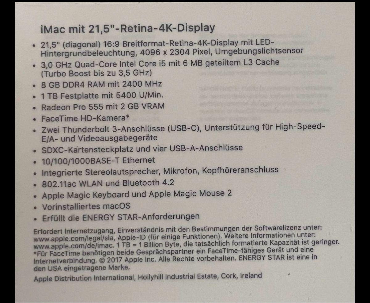 Apple PCs: Mac 21.5 4K i5, 8GB, 1TB – D'occasion à Burgdorf par Lidl2005 3