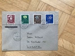 1949, Ganzer Satz PJ 129-132 auf Couvert.  ET