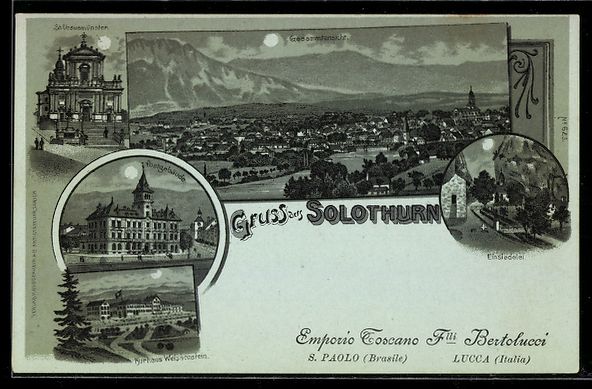 Cartoline postali: Mondschein-Lithographie Solothurn, Kurha – Usato da Berlin venduto da bartko-reher