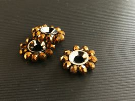 5 Metall Rondellen Glas altgold16mm