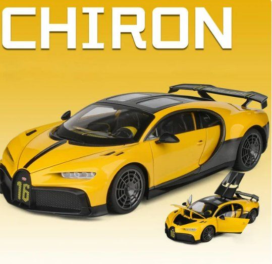 Bugatti Modellini d'auto: Bugatti Chiron Modellauto 1/18 (Gelb) – Nuovo e nell'imballaggio originale da Ettingen venduto da SwissHellcat 1