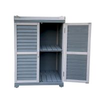 Gartentisch mit Unterschrank grau