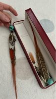Boucles d'oreilles uniques turquoise et plumes