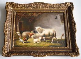 Hoppe Schafe Huhn + Hahn Stall Bauernhof antik Heinz Hoppe