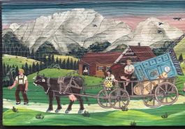 altes Gemälde Appenzell 71 cm x 25,5 cm