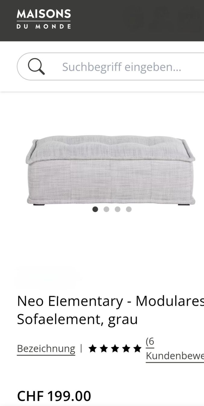 Maisons du monde Sedie a sdraio: Modulares Sofaelement / Pouf, grau, 115cm L, Top Zustand – Nuovo (secondo la descrizione) da Bülach venduto da ane_yn2b 6