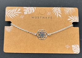 Armkette Silber 925 Blume des Lebens vergoldet
