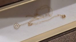 Halskette 18karat Echtgold mit Echtzerkonia