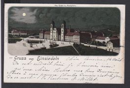 Einsiedeln   -   alte Mondschein - Litho - AK von 1901