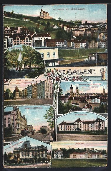 Cartoline postali: St. Gallen, Stadtpark, Marktplatz mit Va – Usato da Berlin venduto da bartko-reher