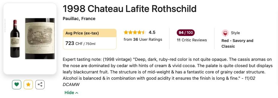 Lafite Rothschild Vino: Château Lafite Rothschild – Nuovo (secondo la descrizione) da Root venduto da Jo.Di 3