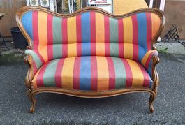 Sofa, Biedermerstil, bunte Streifen, restauriert