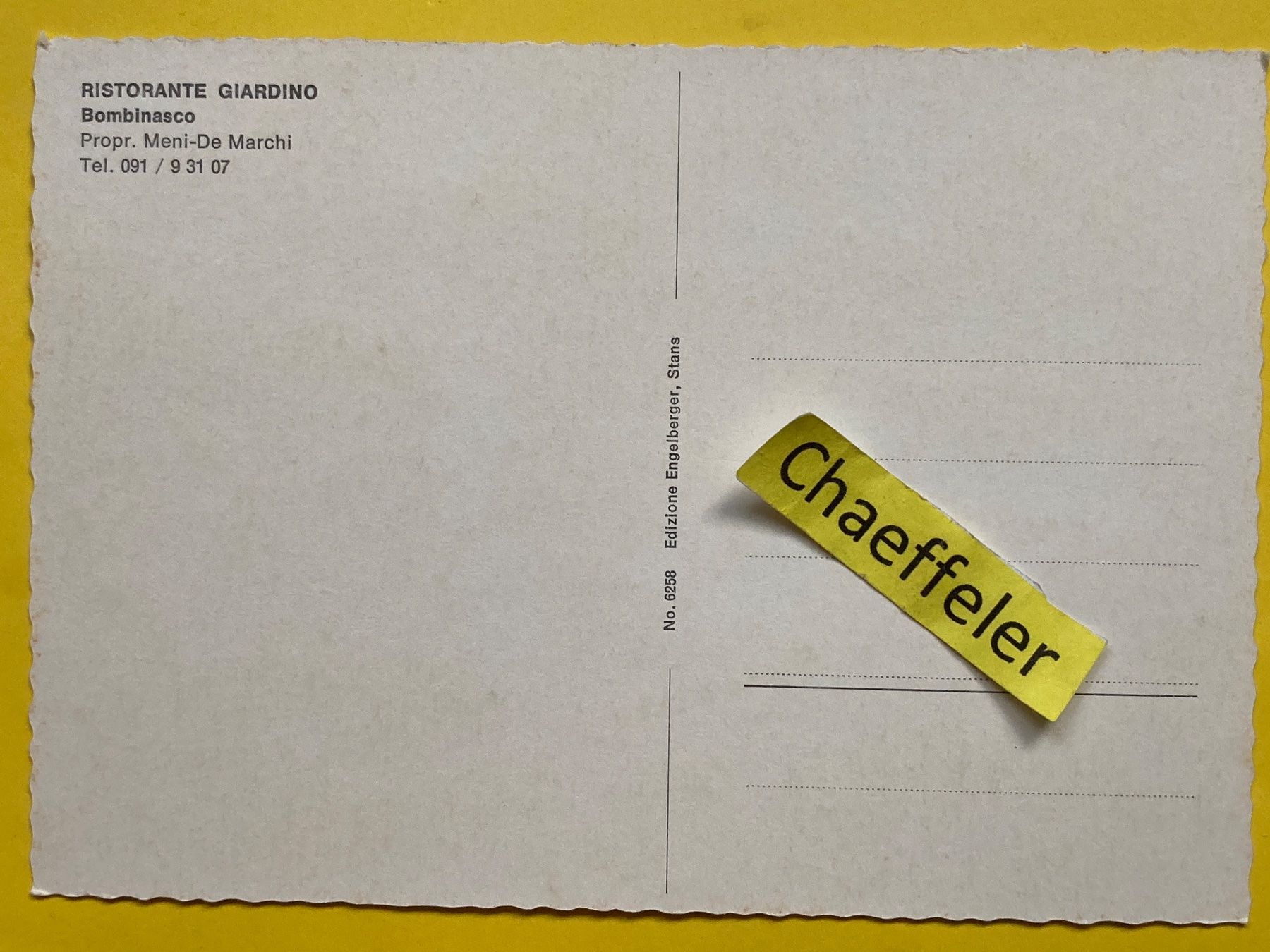 Cartoline postali: Ristorante Giardino Bombinasco – Usato da Zürich venduto da Chaeffeler 1
