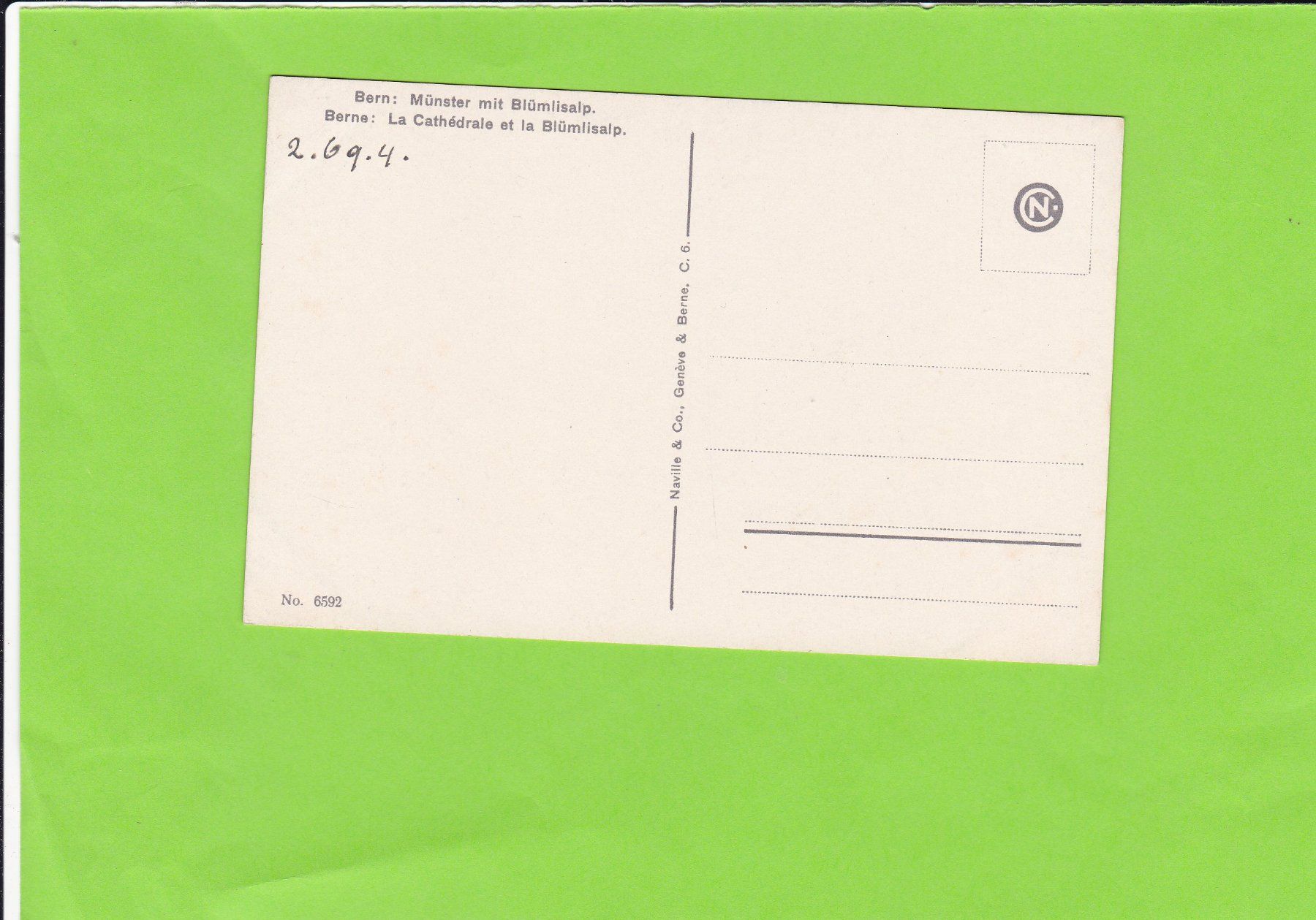 Cartoline postali: Bern, Münster-Blümlisalp – Usato da St. Peterzell venduto da neckertal 1