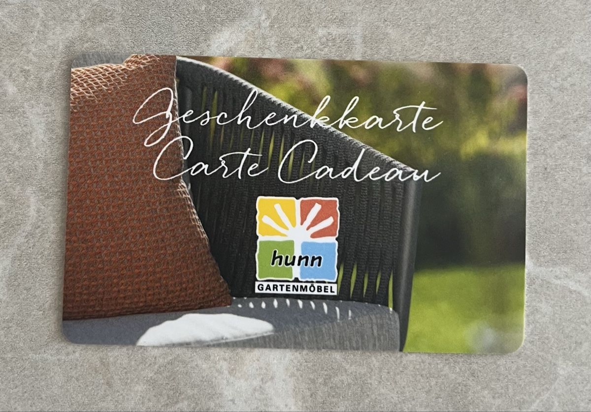 Buoni: Geschenkkarte 500 CHF Hunn Gartenmöbel – Nuovo e nell'imballaggio originale da Fischbach-Göslikon venduto da Rosatt