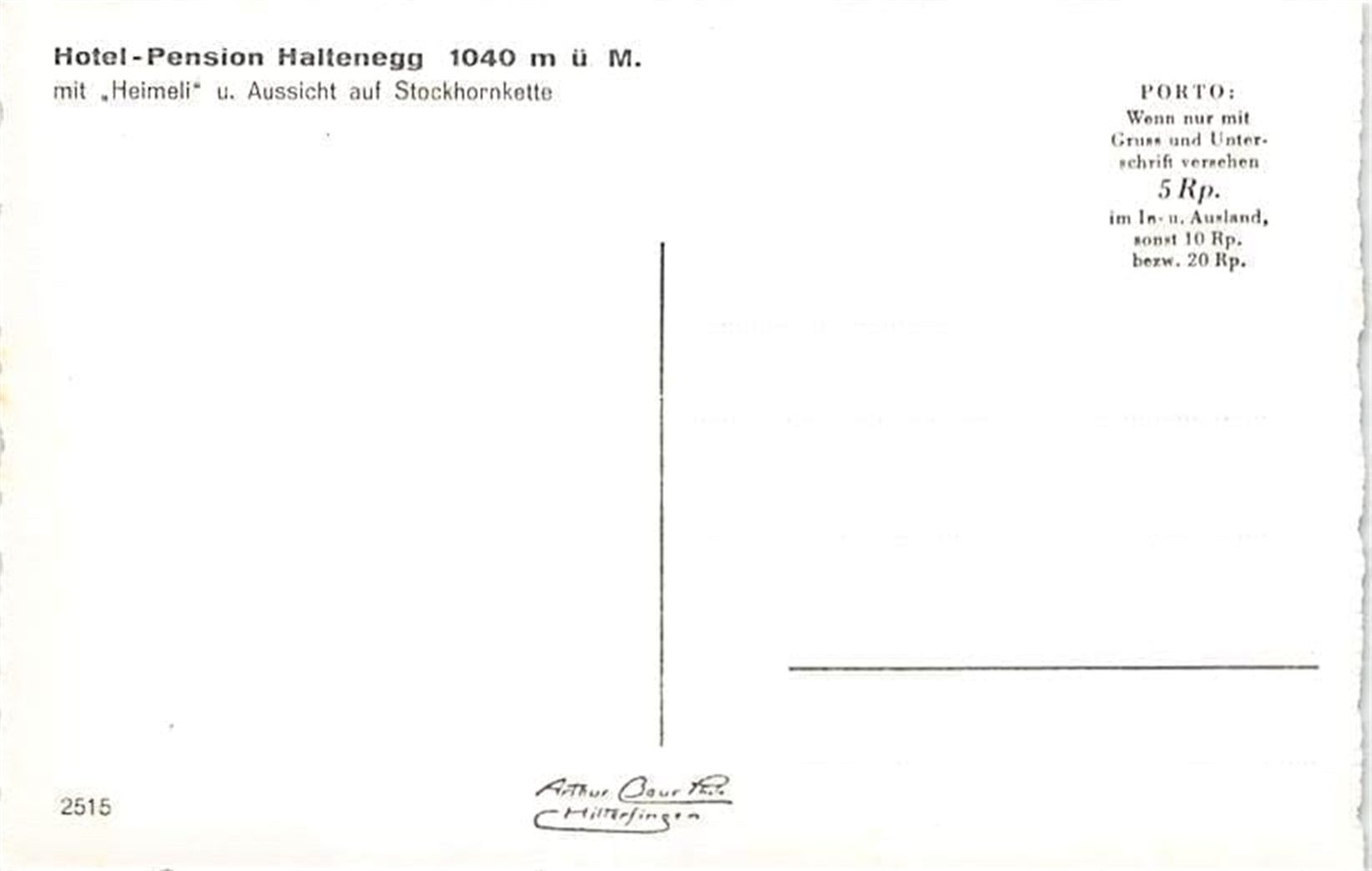 Cartoline postali: Haltenegg, Hotel Pension Haltenegg – Usato da Ottikon b.Kemptth. venduto da Neptun1974 1