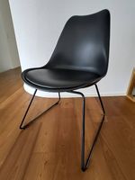8 Stühle mit Lehne schwarz Metall mit Kunstledersitz