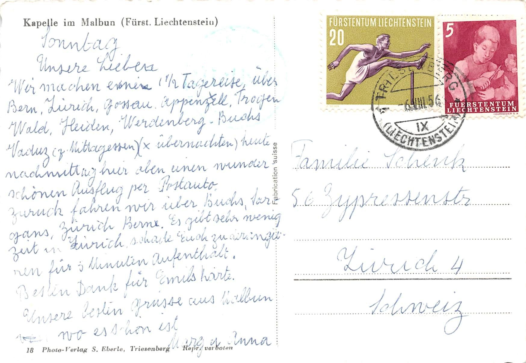 Ansichtskarten: 2x Malbun, Vaduz – Gebraucht aus Ottikon b.Kemptth. von Neptun1974 1