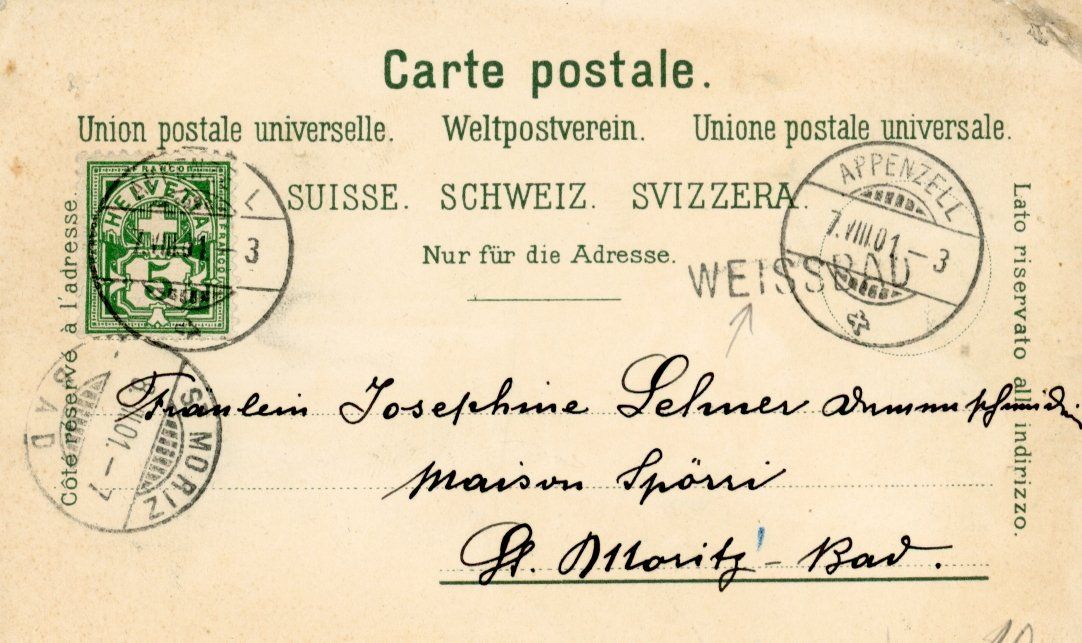 Cartoline postali: Seealpsee   AI   mit Stabstempel: Weissbad     um 1900 – Usato da Brig venduto da Valcards54 2