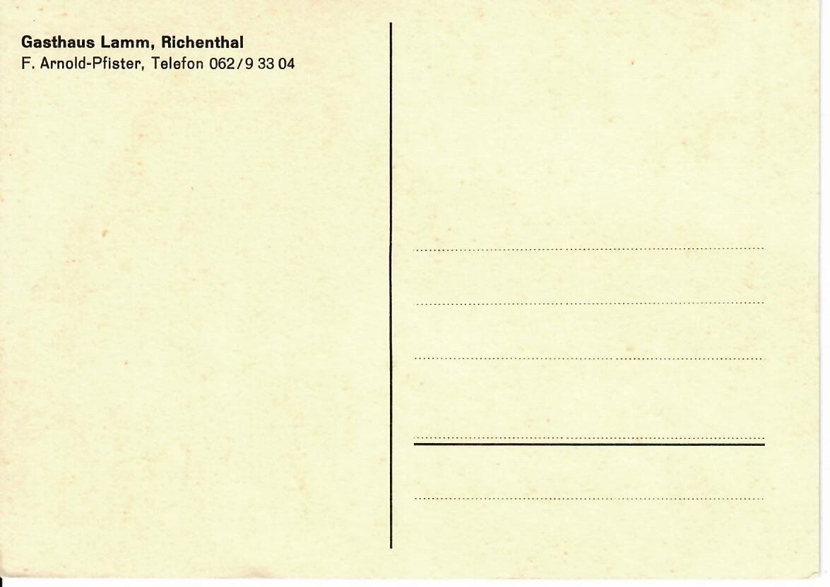 Cartoline postali: Gasthaus Lamm Richenthal – Usato da Hochdorf venduto da Ziegel-16 1