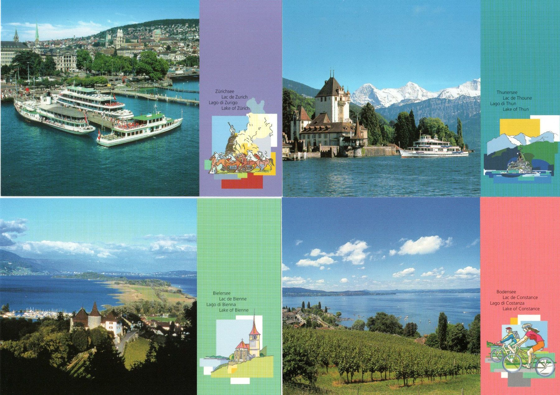 Tutti i francobolli: 2003 Bildpostkarten Zürich- + Thuner- + Bieler- + Bodensee – Usato da Stein am Rhein venduto da Huehnerhund