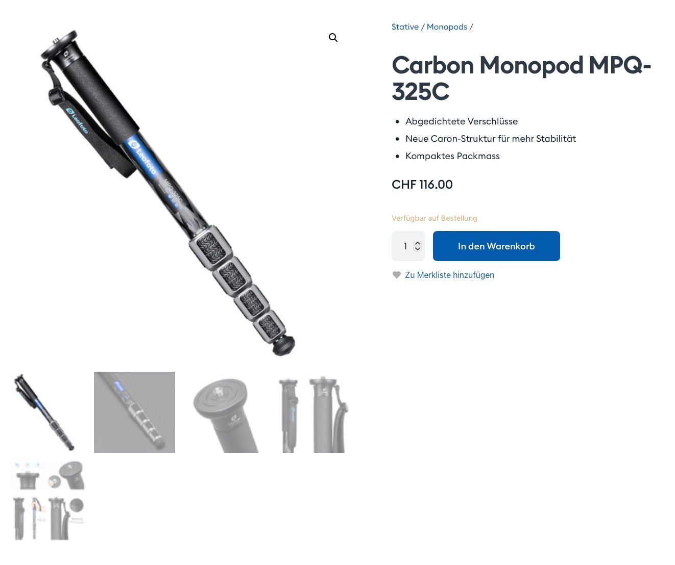 Leofoto Trépieds & Accessoires: Leofoto Einbein Stativ – D'occasion à Corpataux par paco4700