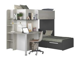 Lits superposés d'angle 2 x 90 x 190 cm - Avec bureau