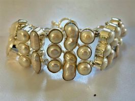 Echt Perlenarmband Silber 925 Grace & Style, toll für Som...