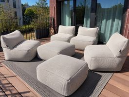 Designer Gartenmöbel - Roolf Lounge Set 4 Sessel + 2 Hocker