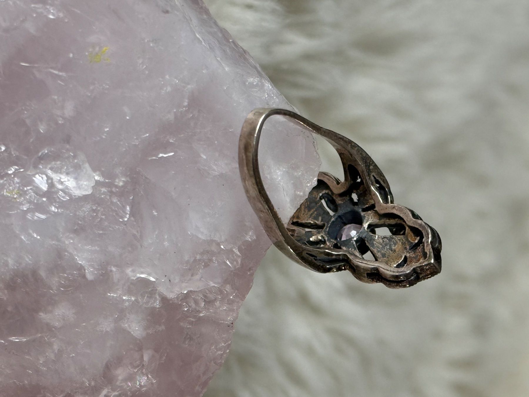 Anelli: Vintage Silberring 925 mit lila Stein – Usato da Istighofen venduto da Ringparadies 1