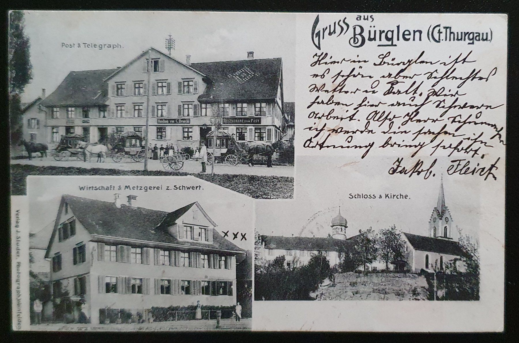 Cartoline postali: Gruss aus Bürglen 1906 – Usato da Kreuzlingen venduto da Rschweiz1